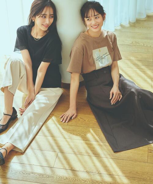 THE SHOP TK (ザ ショップ ティーケー )の「ロゴアソートTシャツ【接触冷感/UVケア/洗濯機OK】(Tシャツ/カットソー・レディース・オフホワイト/ホワイト系3/ブラウン系その他2/ブラック系その他5/ライトパープル/ホワイト系7・12/13)」の7枚目の写真