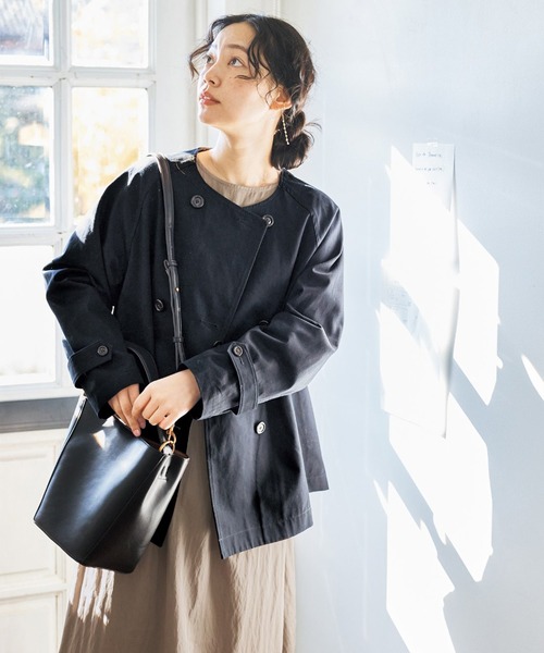 and myera（アンド マイラ）の「ａｎｄ　ｍｙｅｒａ　ダブルのノーカラージャケット（ノーカラージャケット・レディース・ブラック・L/M/LL/S）」の4枚目の写真