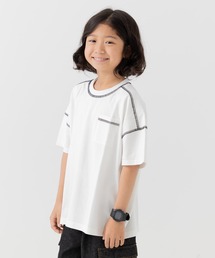 綿100% ビッグシルエット 配色ステッチ 無地Tシャツ