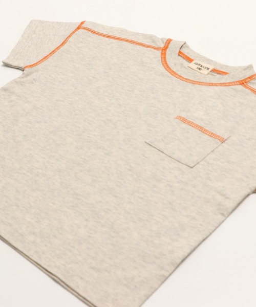 JAM & LINK(ジャムアンドリンク)の「綿100% ビッグシルエット 配色ステッチ 無地Tシャツ(Tシャツ/カットソー・キッズ・グレイッシュブルー/スモークピンク/ワインレッド/ライトイエロー/オートミール/パープル/ブラック/ホワイト/チャコールグレー/クリーム・110cm/100cm/120cm/130cm/140cm/150cm/160cm)」の18枚目の写真