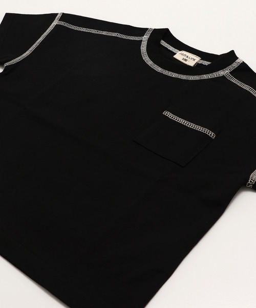 JAM & LINK(ジャムアンドリンク)の「綿100% ビッグシルエット 配色ステッチ 無地Tシャツ(Tシャツ/カットソー・キッズ・グレイッシュブルー/スモークピンク/ワインレッド/ライトイエロー/オートミール/パープル/ブラック/ホワイト/チャコールグレー/クリーム・110cm/100cm/120cm/130cm/140cm/150cm/160cm)」の21枚目の写真