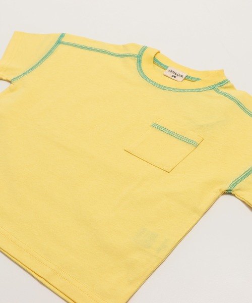 JAM & LINK(ジャムアンドリンク)の「綿100% ビッグシルエット 配色ステッチ 無地Tシャツ(Tシャツ/カットソー・キッズ・グレイッシュブルー/スモークピンク/ワインレッド/ライトイエロー/オートミール/パープル/ブラック/ホワイト/チャコールグレー/クリーム・110cm/100cm/120cm/130cm/140cm/150cm/160cm)」の22枚目の写真