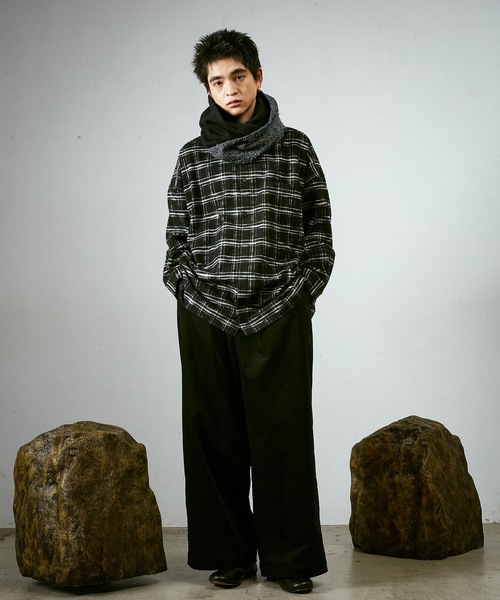 Dulcamara(ドゥルカマラ)の「ワイドBOXシャツ-C(シャツ/ブラウス・メンズ・ブルー/ブラック・0/1)」の6枚目の写真