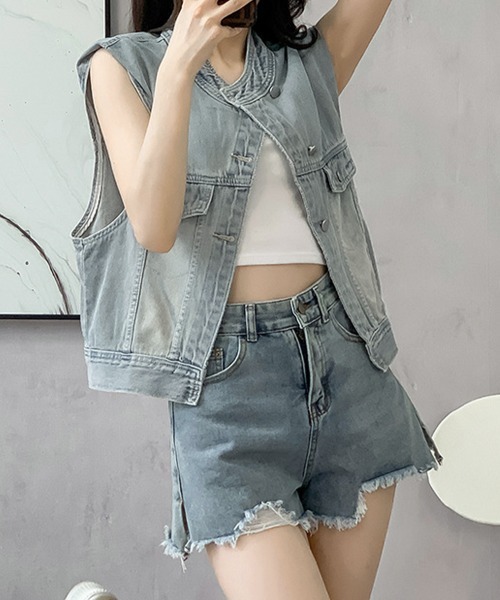 Miniministore（ミニミニストア）の「デニムベスト レディース デニムチョッキ（ベスト・レディース・ブルー・M/L）」の5枚目の写真