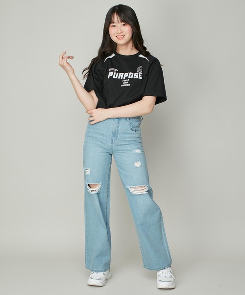 SISTER JENNI(SISTER JENNI)の「【コットン100%】ゲームシャツデザインビッグT(Tシャツ/カットソー・キッズ・ラベンダー/オフホワイト/ブラック・130cm/140cm/150cm/160cm)」の8枚目の写真