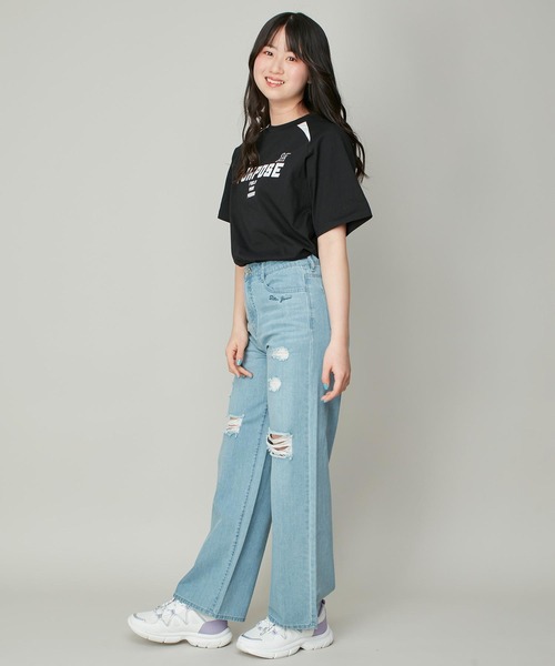 SISTER JENNI(SISTER JENNI)の「【コットン100%】ゲームシャツデザインビッグT(Tシャツ/カットソー・キッズ・ラベンダー/オフホワイト/ブラック・130cm/140cm/150cm/160cm)」の9枚目の写真