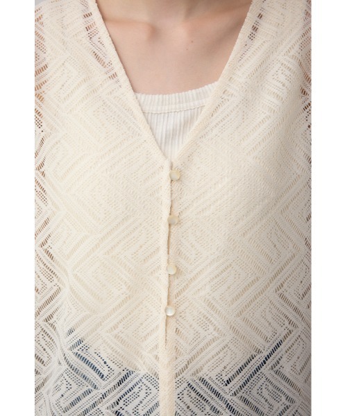 AZUL by moussy（アズールバイマウジー）の「前後2WAYレースロングジレ（ベスト・レディース・ブラック/アイボリー・FREE）」の9枚目の写真