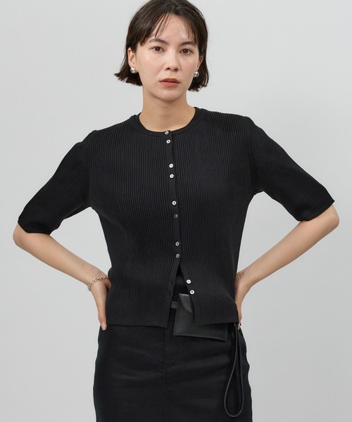 BABYLONE（バビロン）の「シャイニー5分袖カーディガン（カーディガン/ボレロ・レディース・ベージュ/ブラック/サックスブルー・フリー）」の21枚目の写真