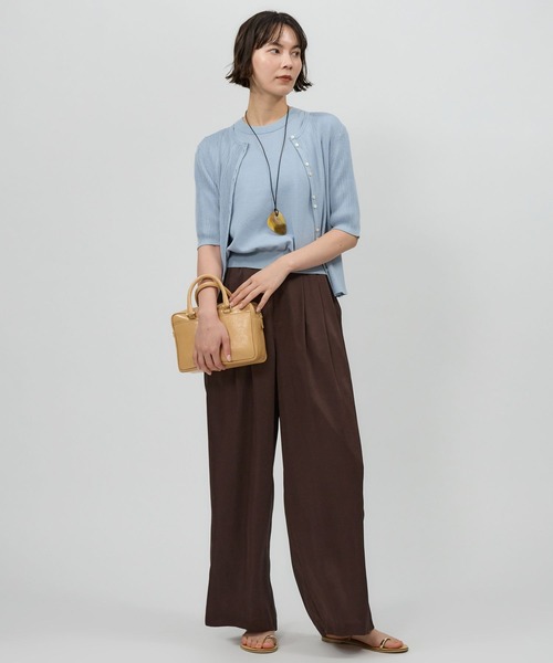 BABYLONE（バビロン）の「シャイニー5分袖カーディガン（カーディガン/ボレロ・レディース・ベージュ/ブラック/サックスブルー・フリー）」の12枚目の写真