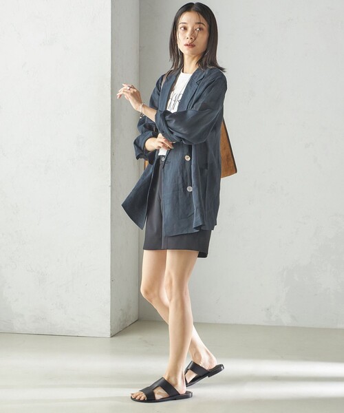 SHIPS(シップス)の「小泉里子コラボ:〈手洗い可能〉ダブル クロス ショート パンツ(その他パンツ・レディース・ブラウン/ブラック・36/38)」の5枚目の写真