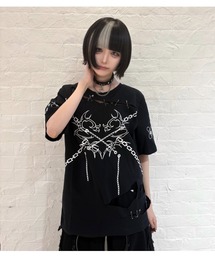 tシャツ 「NOVESSEL/ノベセル」肩開きジップアップトップ「Y」「CN」 レディース メンズ CL-T-UNCLE-SNAKE