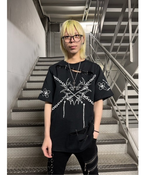 tシャツ A'GEM/9 × .kom 「AOSPACE」アンピンプリント半袖Tシャツ レディース メンズ A'GEM/9 × .kom 『AOSPACE』アンピンプリント半袖Tシャツ