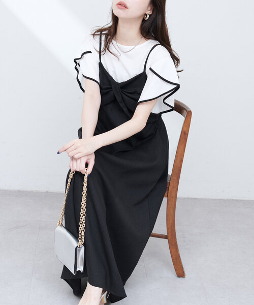 natural couture(ナチュラルクチュール)の「osonoリネン混ねじりキャミワンピース(ワンピース・レディース・ブルー/ブラック/ブラウン/レッド系その他・MEDIUM/LARGE)」の2枚目の写真