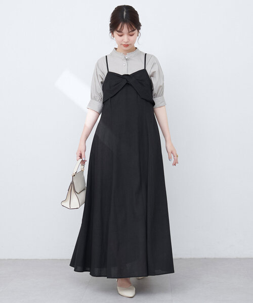 natural couture(ナチュラルクチュール)の「osonoリネン混ねじりキャミワンピース(ワンピース・レディース・ブルー/ブラック/ブラウン/レッド系その他・MEDIUM/LARGE)」の10枚目の写真