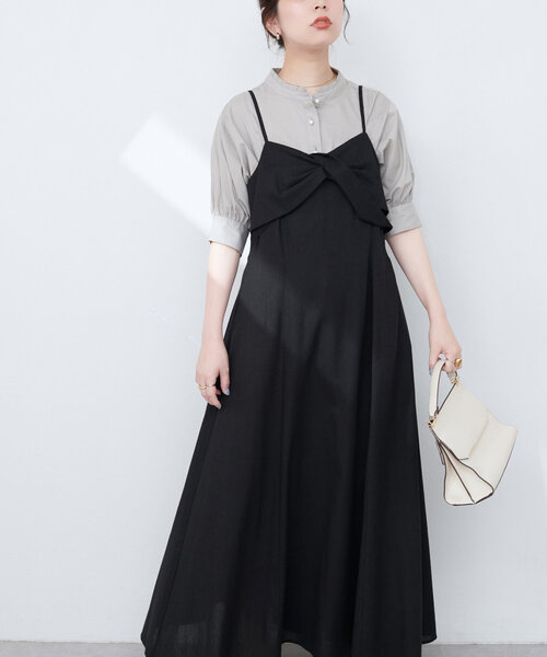 natural couture(ナチュラルクチュール)の「osonoリネン混ねじりキャミワンピース(ワンピース・レディース・ブルー/ブラック/ブラウン/レッド系その他・MEDIUM/LARGE)」の13枚目の写真