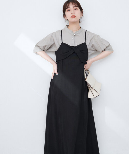 natural couture(ナチュラルクチュール)の「osonoリネン混ねじりキャミワンピース(ワンピース・レディース・ブルー/ブラック/ブラウン/レッド系その他・MEDIUM/LARGE)」の14枚目の写真