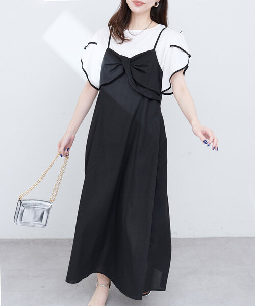 natural couture(ナチュラルクチュール)の「osonoリネン混ねじりキャミワンピース(ワンピース・レディース・ブルー/ブラック/ブラウン/レッド系その他・MEDIUM/LARGE)」の7枚目の写真