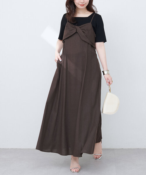 natural couture(ナチュラルクチュール)の「osonoリネン混ねじりキャミワンピース(ワンピース・レディース・ブルー/ブラック/ブラウン/レッド系その他・MEDIUM/LARGE)」の20枚目の写真