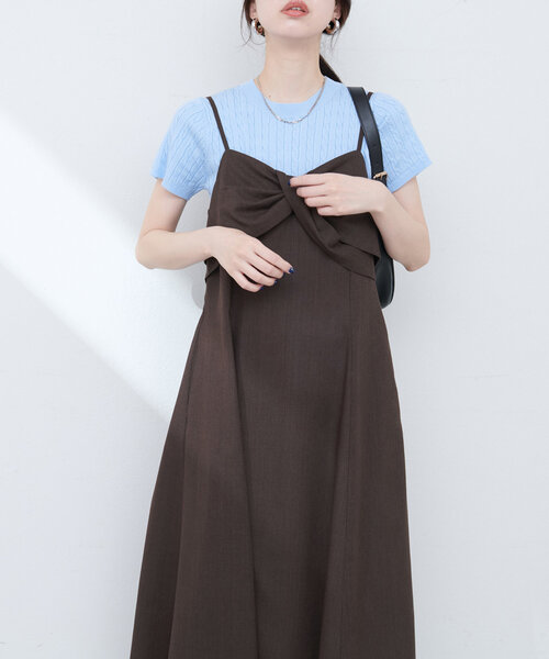 natural couture(ナチュラルクチュール)の「osonoリネン混ねじりキャミワンピース(ワンピース・レディース・ブルー/ブラック/ブラウン/レッド系その他・MEDIUM/LARGE)」の17枚目の写真