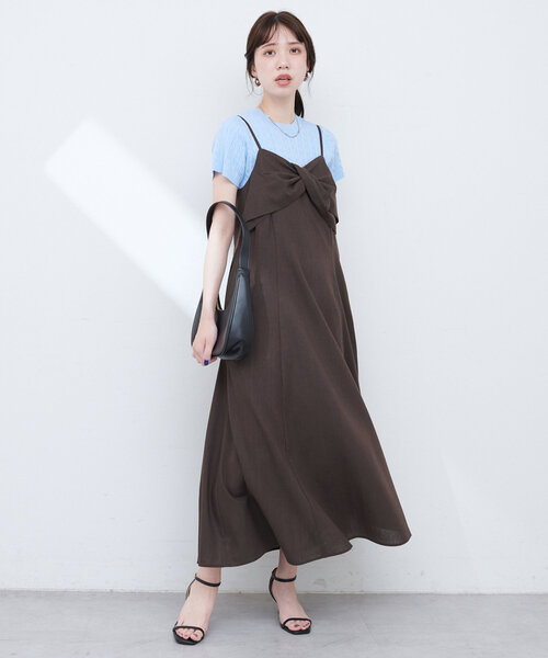 natural couture(ナチュラルクチュール)の「osonoリネン混ねじりキャミワンピース(ワンピース・レディース・ブルー/ブラック/ブラウン/レッド系その他・MEDIUM/LARGE)」の15枚目の写真