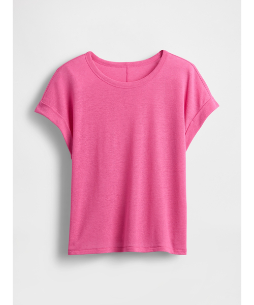 GAP(ギャップ)の「リネンブレンド ロールカフ Tシャツ(Tシャツ/カットソー・レディース・ピンク/ブラック/グリーン/ホワイト・XS/S/M/L/XL/XXS)」の8枚目の写真