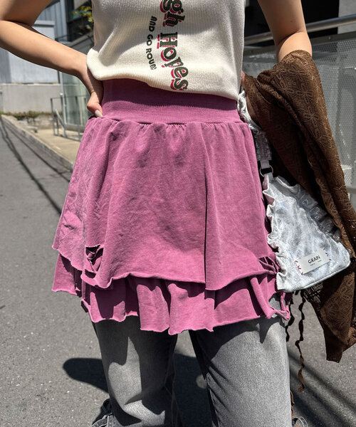 CIAOPANIC(チャオパニック)の「【ミニ/ミドル 2サイズ展開】ピグメンドダメージティアードスカート(スカート・レディース・グレー/チャコールグレー/ピンク・0/1)」の1枚目の写真