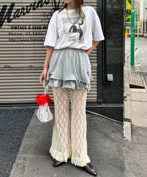 CIAOPANIC(チャオパニック)の「【ミニ/ミドル 2サイズ展開】ピグメンドダメージティアードスカート(スカート・レディース・グレー/チャコールグレー/ピンク・0/1)」の9枚目の写真