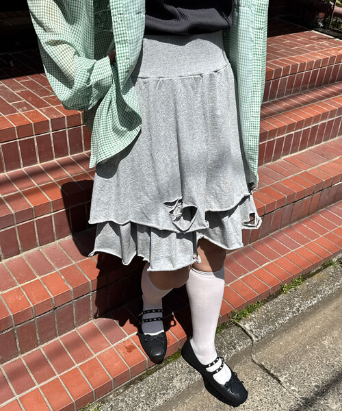 CIAOPANIC(チャオパニック)の「【ミニ/ミドル 2サイズ展開】ピグメンドダメージティアードスカート(スカート・レディース・グレー/チャコールグレー/ピンク・0/1)」の12枚目の写真