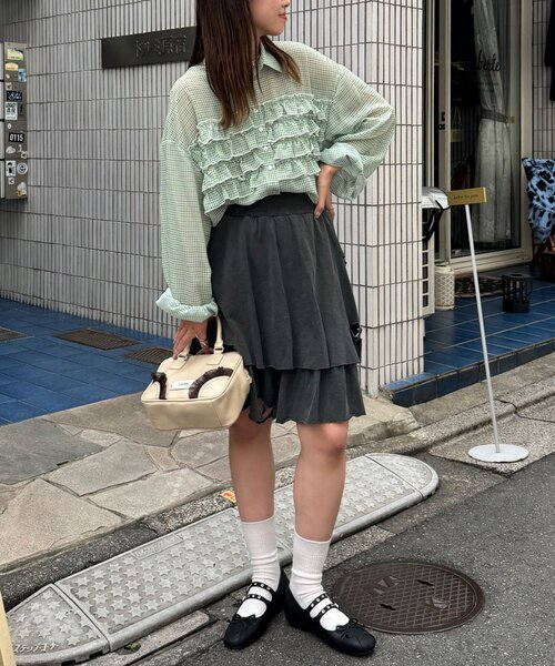 CIAOPANIC(チャオパニック)の「【ミニ/ミドル 2サイズ展開】ピグメンドダメージティアードスカート(スカート・レディース・グレー/チャコールグレー/ピンク・0/1)」の22枚目の写真