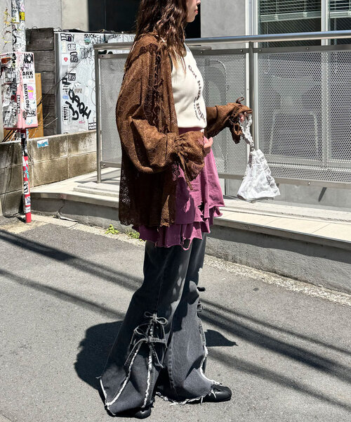 CIAOPANIC(チャオパニック)の「【ミニ/ミドル 2サイズ展開】ピグメンドダメージティアードスカート(スカート・レディース・グレー/チャコールグレー/ピンク・0/1)」の5枚目の写真