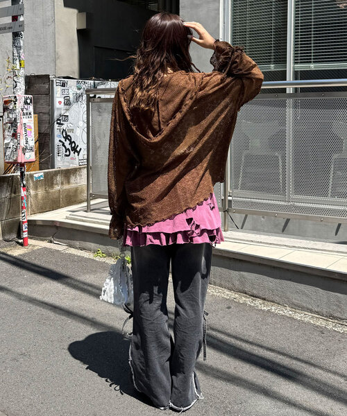 CIAOPANIC(チャオパニック)の「【ミニ/ミドル 2サイズ展開】ピグメンドダメージティアードスカート(スカート・レディース・グレー/チャコールグレー/ピンク・0/1)」の4枚目の写真