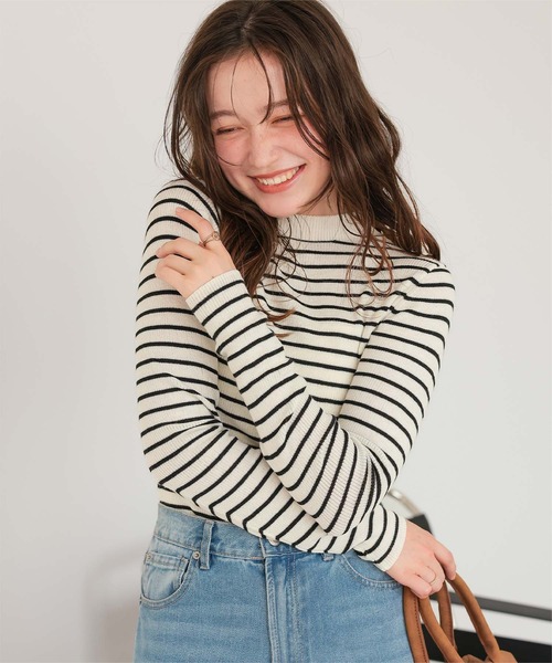 titivate（ティティベイト）の「チクチクしないウールブレンドプチハイネックリブニット（ニット/セーター・レディース・ブラック/オフホワイト/ライトグリーン/レッド/ライトグレー/ホワイト系その他・S/M/L/XL）」の3枚目の写真