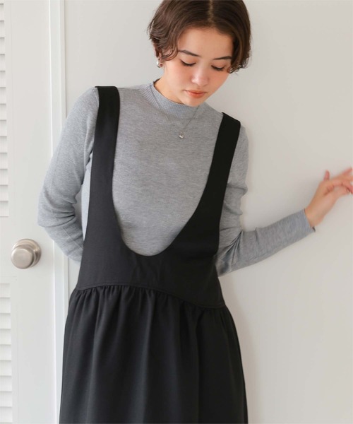 titivate（ティティベイト）の「チクチクしないウールブレンドプチハイネックリブニット（ニット/セーター・レディース・ブラック/オフホワイト/ライトグリーン/レッド/ライトグレー/ホワイト系その他・S/M/L/XL）」の5枚目の写真