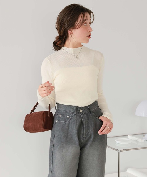 titivate（ティティベイト）の「チクチクしないウールブレンドプチハイネックリブニット（ニット/セーター・レディース・ブラック/オフホワイト/ライトグリーン/レッド/ライトグレー/ホワイト系その他・S/M/L/XL）」の8枚目の写真