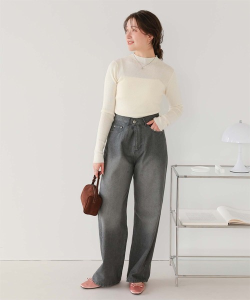 titivate（ティティベイト）の「チクチクしないウールブレンドプチハイネックリブニット（ニット/セーター・レディース・ブラック/オフホワイト/ライトグリーン/レッド/ライトグレー/ホワイト系その他・S/M/L/XL）」の9枚目の写真