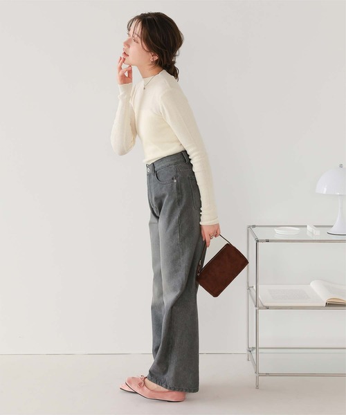 titivate（ティティベイト）の「チクチクしないウールブレンドプチハイネックリブニット（ニット/セーター・レディース・ブラック/オフホワイト/ライトグリーン/レッド/ライトグレー/ホワイト系その他・S/M/L/XL）」の11枚目の写真