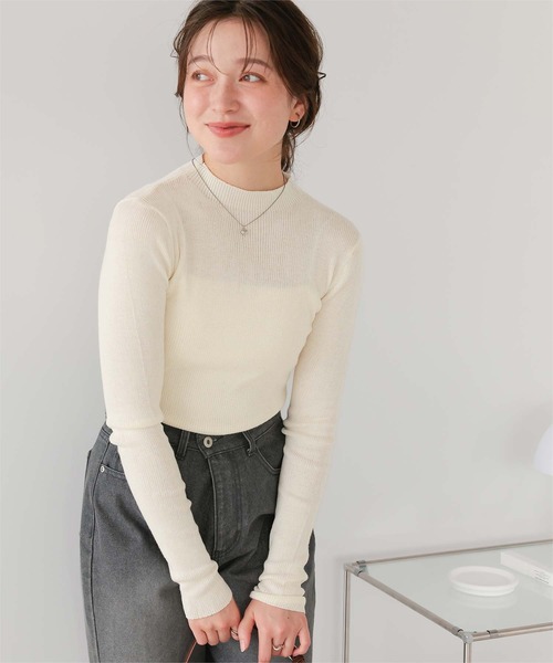 titivate（ティティベイト）の「チクチクしないウールブレンドプチハイネックリブニット（ニット/セーター・レディース・ブラック/オフホワイト/ライトグリーン/レッド/ライトグレー/ホワイト系その他・S/M/L/XL）」の13枚目の写真