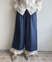 aimoha | 裾レースライトデニムワイドパンツ(その他パンツ)