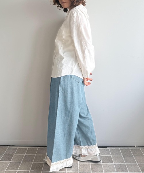 aimoha(アイモハ)の「裾レースライトデニムワイドパンツ(その他パンツ・レディース・ダークブルー/ライトブルー・FREE)」の19枚目の写真