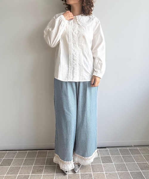 aimoha(アイモハ)の「裾レースライトデニムワイドパンツ(その他パンツ・レディース・ダークブルー/ライトブルー・FREE)」の21枚目の写真