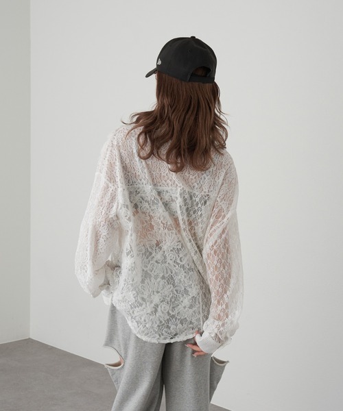 RAY CASSIN(レイカズン)の「【セットアップ対応】レースシャツ(シャツ/ブラウス・レディース・ベージュ/アイボリー/ブラック・FREE)」の5枚目の写真