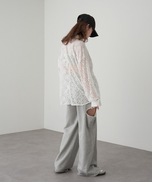 RAY CASSIN(レイカズン)の「【セットアップ対応】レースシャツ(シャツ/ブラウス・レディース・ベージュ/アイボリー/ブラック・FREE)」の7枚目の写真