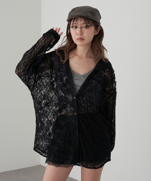 RAY CASSIN(レイカズン)の「【セットアップ対応】レースシャツ(シャツ/ブラウス・レディース・ベージュ/アイボリー/ブラック・FREE)」の12枚目の写真