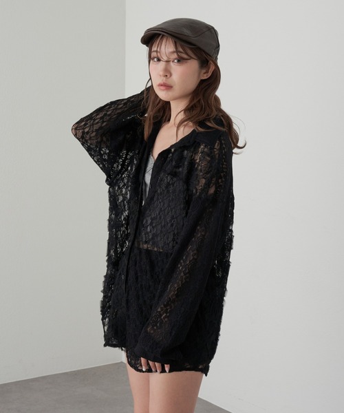 RAY CASSIN(レイカズン)の「【セットアップ対応】レースシャツ(シャツ/ブラウス・レディース・ベージュ/アイボリー/ブラック・FREE)」の13枚目の写真