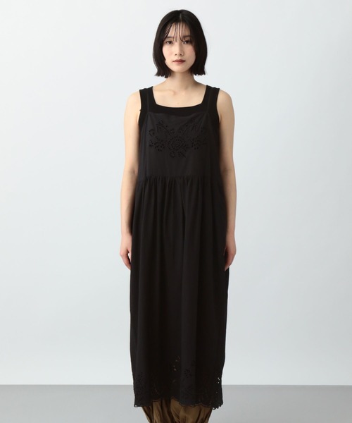 スタディオクリップ　ナチュバイ リネン切替ボイルキャミワンピース　美品 セール】《natural by clip》リネン × ボイル切り替えキャミ