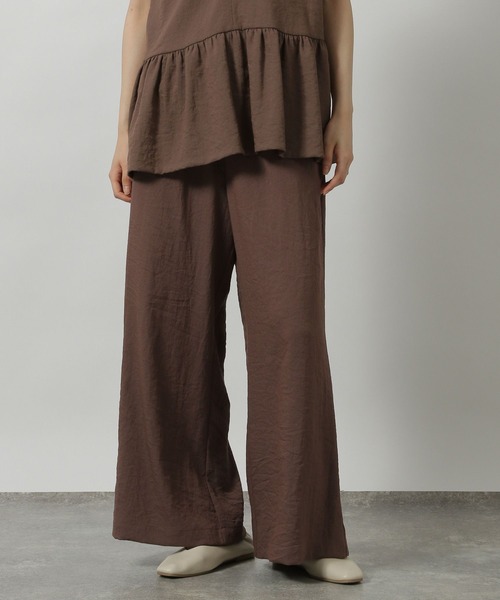 LAKOLE(ラコレ)の「【セットアップ対応・多機能付き】リネンライクイージーパンツ / 499166(その他パンツ・レディース・ブラウン/チャコールグレー/グレイッシュベージュ/オリーブ・FREE)」の2枚目の写真