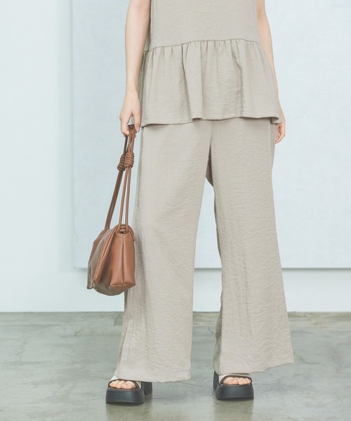 LAKOLE(ラコレ)の「【セットアップ対応・多機能付き】リネンライクイージーパンツ / 499166(その他パンツ・レディース・ブラウン/チャコールグレー/グレイッシュベージュ/オリーブ・FREE)」の3枚目の写真