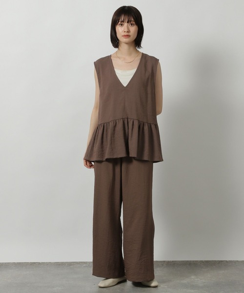 LAKOLE(ラコレ)の「【セットアップ対応・多機能付き】リネンライクイージーパンツ / 499166(その他パンツ・レディース・ブラウン/チャコールグレー/グレイッシュベージュ/オリーブ・FREE)」の10枚目の写真