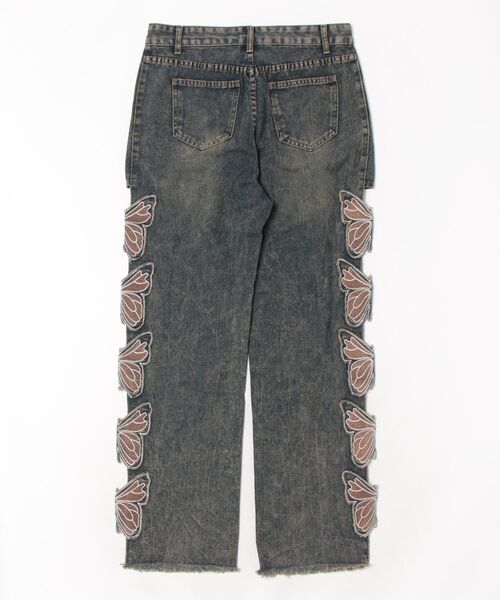 UP START(アップスタート)の「【LAMPOON】バタフライデザインオーバーダイデニムパンツ(デニムパンツ・レディース・ブルー・SMALL/MEDIUM/LARGE)」の7枚目の写真