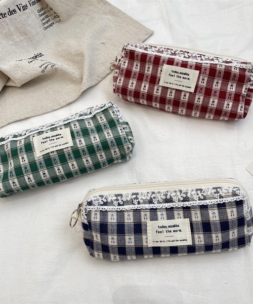 VIBGYOR（ヴィブジョー）の「Mignonjour/さくらんぼチェック柄ペンケース M2773（ポーチ・レディース・レッド/グリーン/ブルー・FREE）」の3枚目の写真